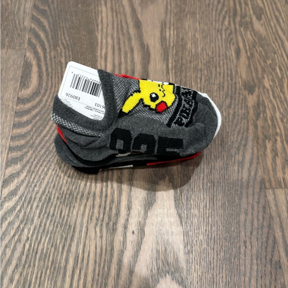 Kids Gray and Red Pikachu No Show Socks
